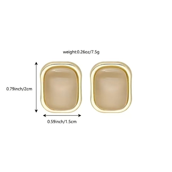 Retro green gold stud earrings - Picture 3 of 4